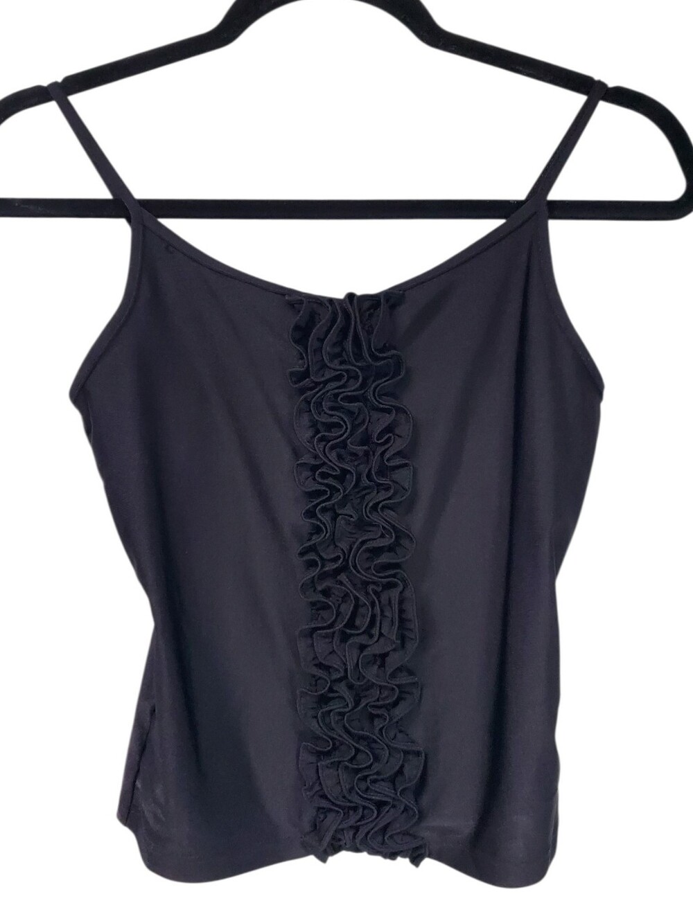 Ralph Lauren Tartan Vintage Label Black Ruffle Front Cami Tank Top Y2K  XS